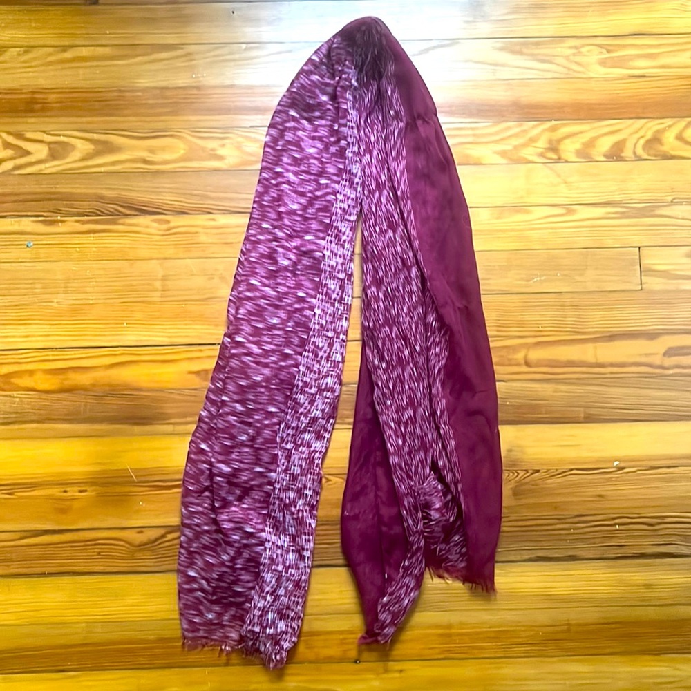 Scarf Cranberry and White Four Pattern 36 x 70 inch